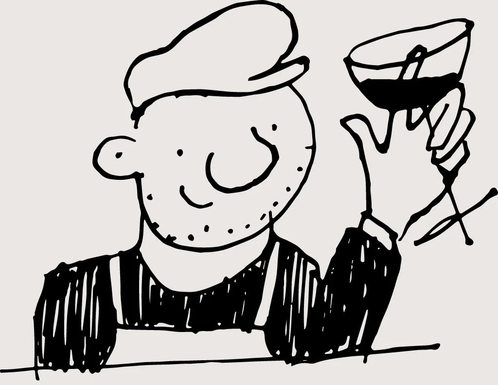 Cartoon drawing of Andy Murray with a drink